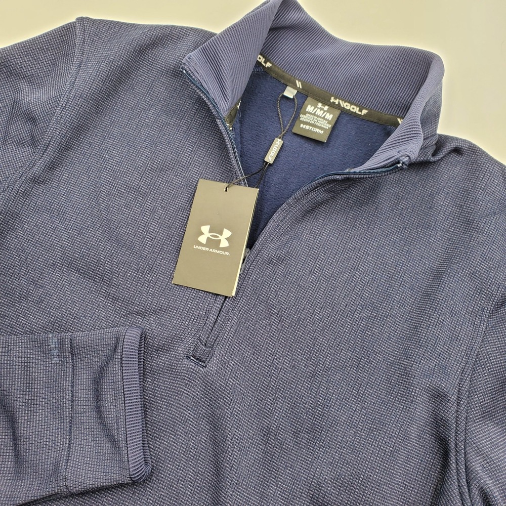 Under Armour Mens Storm SweaterFleece Quarter Zip Pullover Navy 1383256 Size M